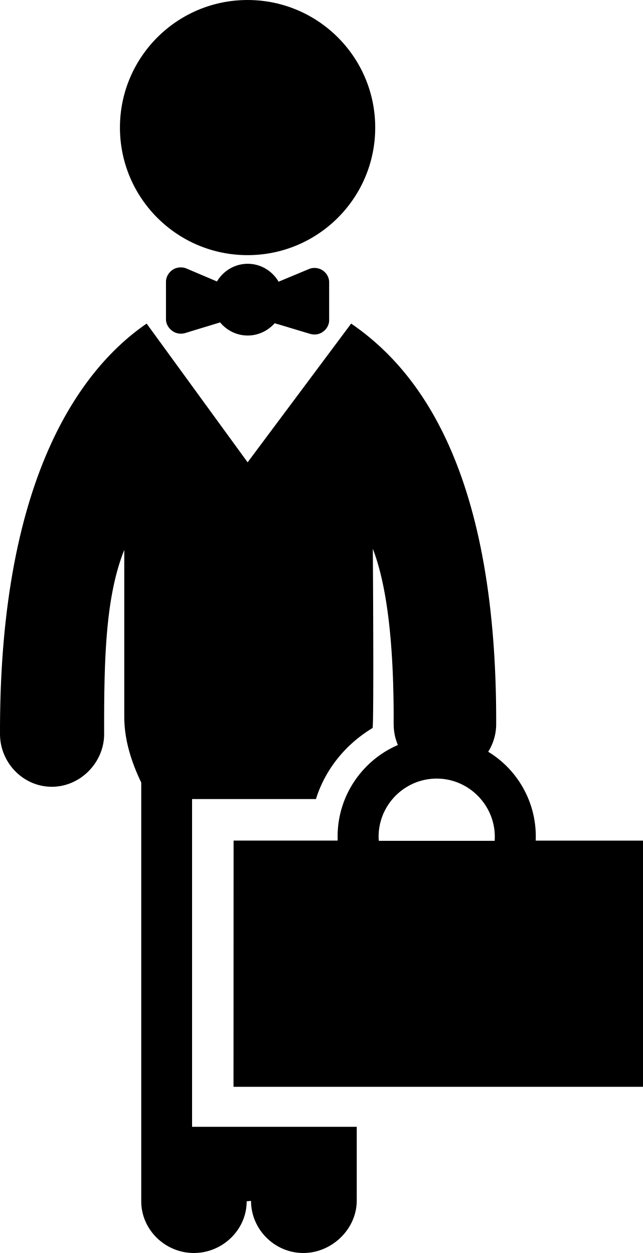 Businessman Standing With Bow Tie And Suitcase Stencil Svg Design File Free Vectors